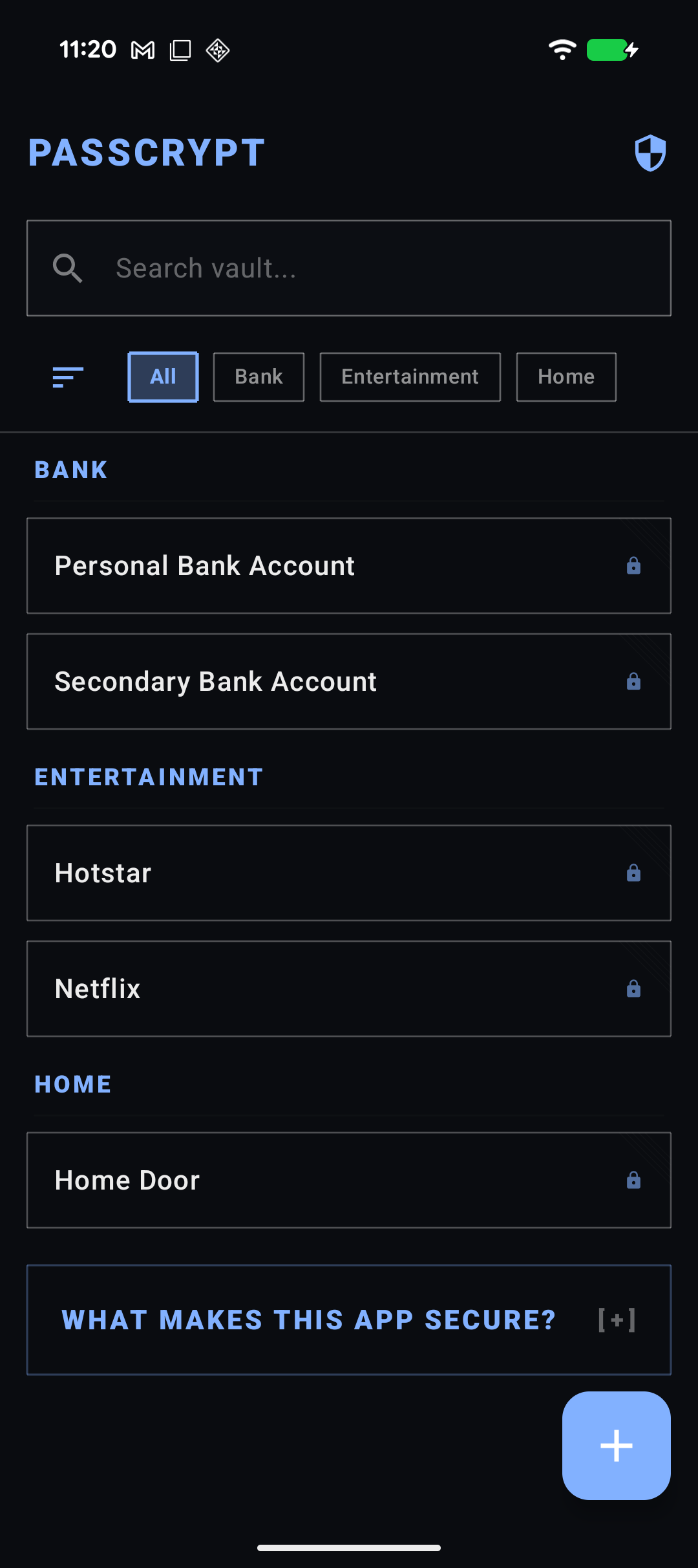 PassCrypt App Vault (Dark)