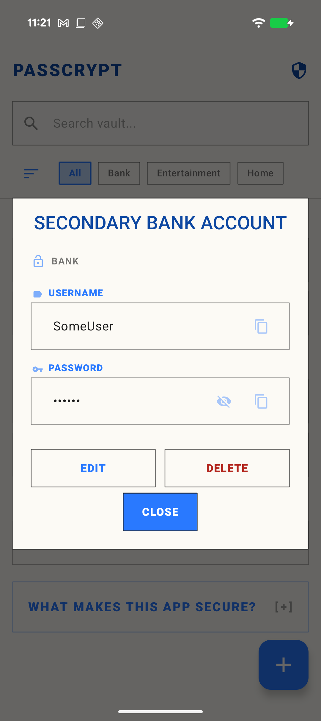 PassCrypt App Search (Dark)