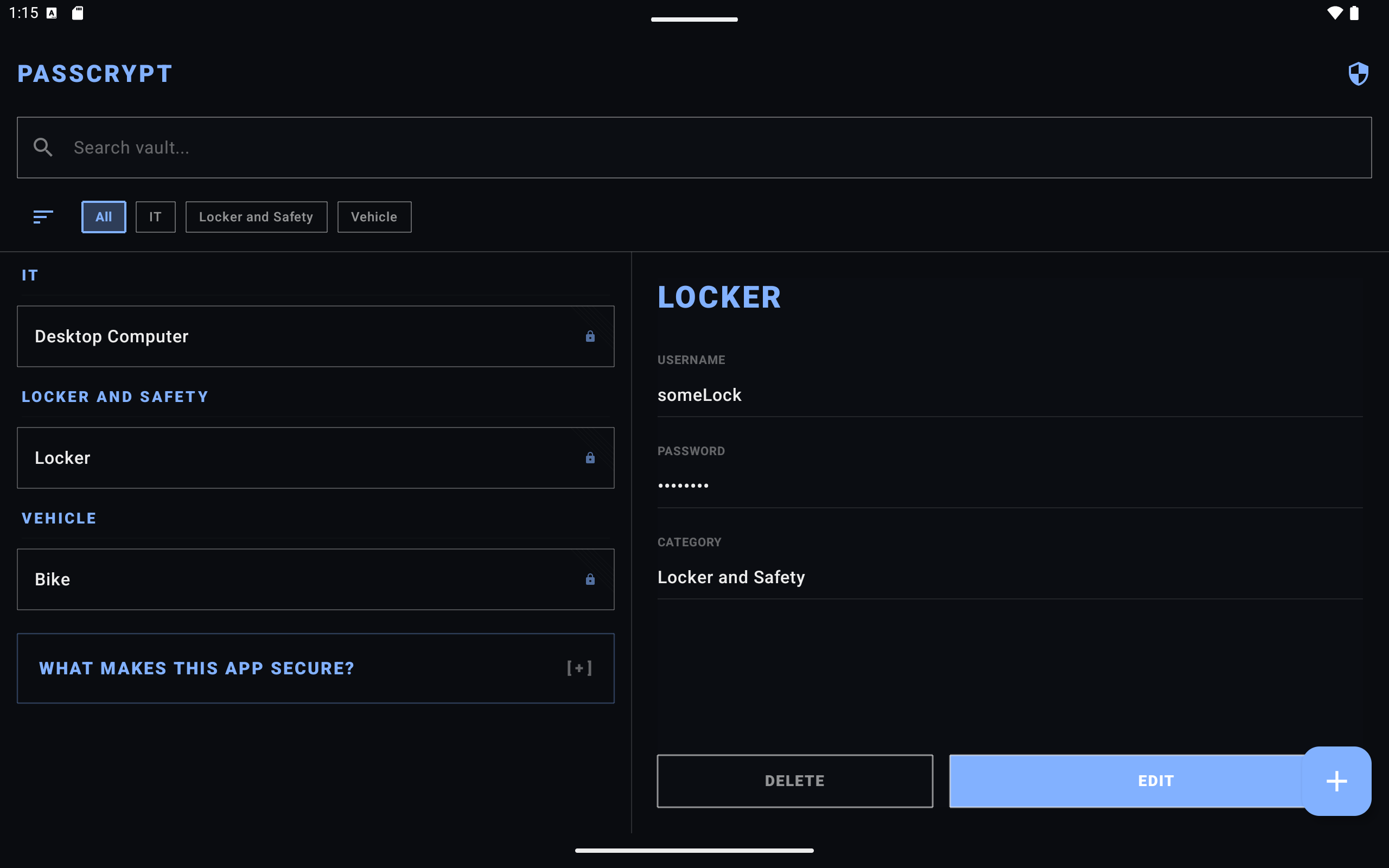 PassCrypt Tablet Vault (Dark)